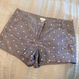 EUC JCrew Women’s shorts size 6, chambray with polka dots, 3.5in inseam